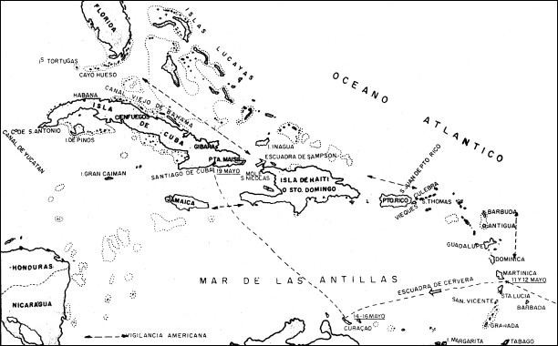 derrota de la escuadra Cervera en las Antillas